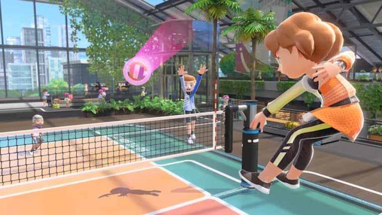 Nintendo Switch com jogo Nintendo Switch Sports em destaque