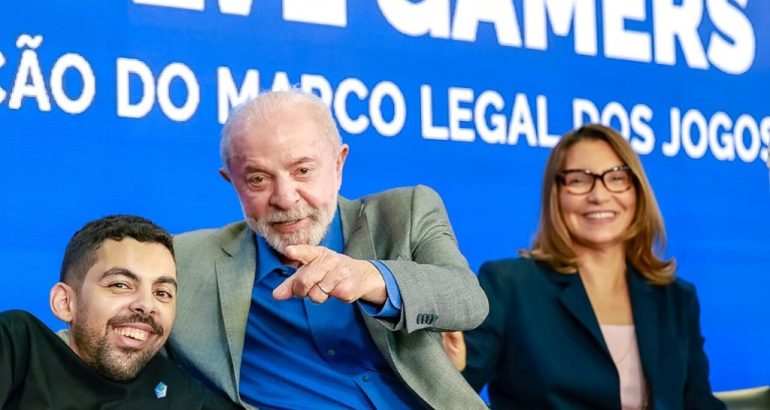 Fotografia da cerimônia sobre o Marco Legal dos Games em 2026, crédito Ricardo Stuckert