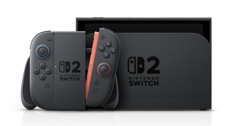 Console Nintendo Switch 2 com Joy-Con 2 e dock, imagem de divulgação da Nintendo