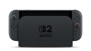 Console Nintendo Switch 2 na base com os Joy Con 2, imagem oficial Nintendo