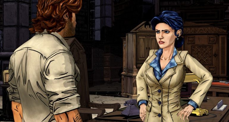 Personagem de The Wolf Among Us Remastered em cena de diálogo, captura do jogo